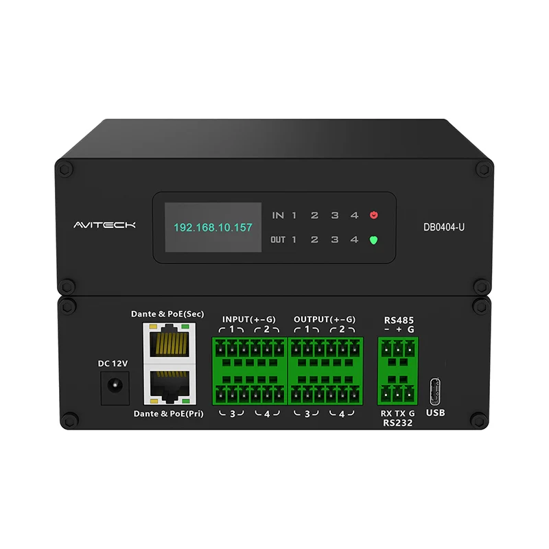 4-kanavainen Dante DSP USB:llä